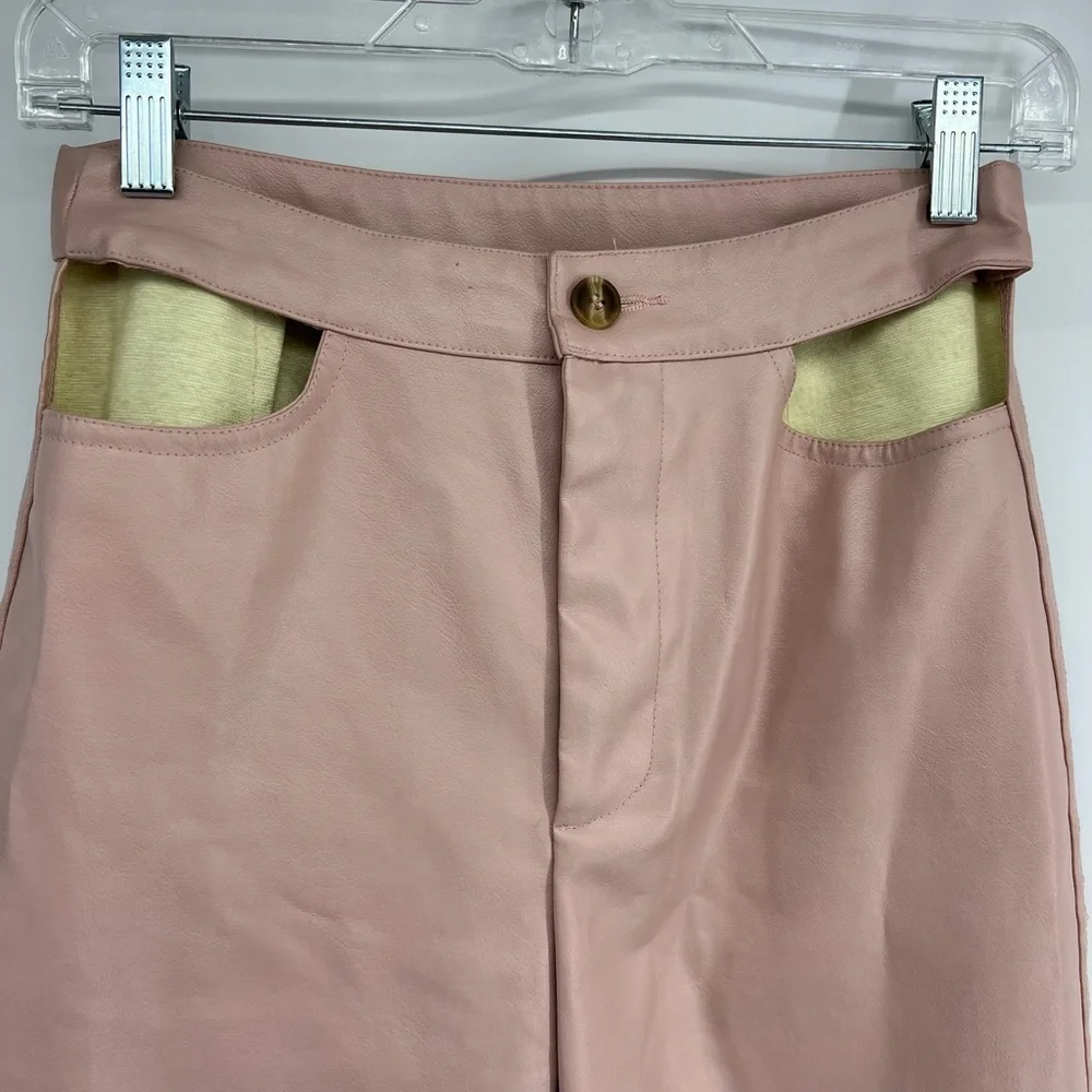 Bailey Rose Small Miley Vegan‎ Leather Blush Pink High-Waisted Pants